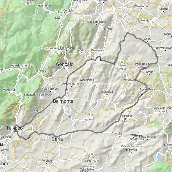 Miniatura do mapa de inspiração para ciclismo "Rota dos Pinheiros Lusos" em Centro (PT), Portugal. Gerado pelo planejador de rotas de ciclismo Tarmacs.app