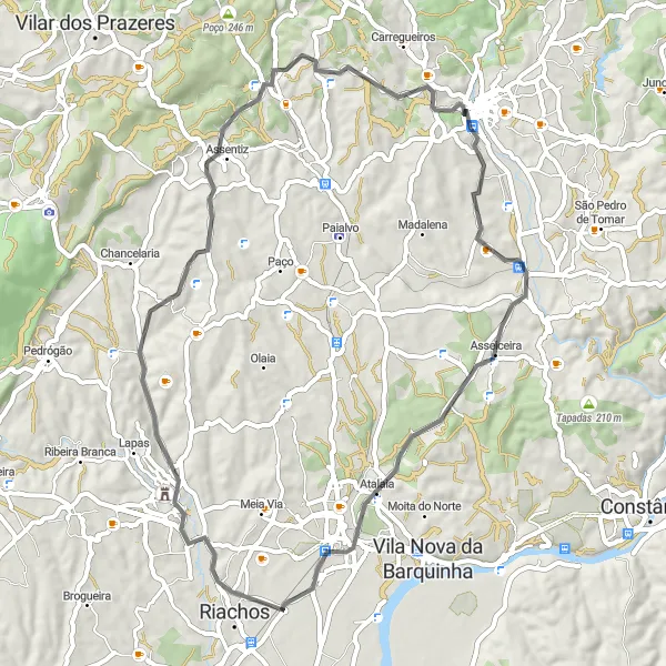 Miniatura do mapa de inspiração para ciclismo "Rota Histórica de Tomar e Torres Novas" em Centro (PT), Portugal. Gerado pelo planejador de rotas de ciclismo Tarmacs.app