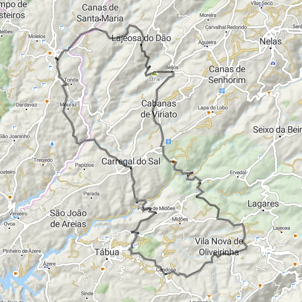 Miniatura do mapa de inspiração para ciclismo "Rota Cênica até Miradouro do Penedo C'Abana" em Centro (PT), Portugal. Gerado pelo planejador de rotas de ciclismo Tarmacs.app