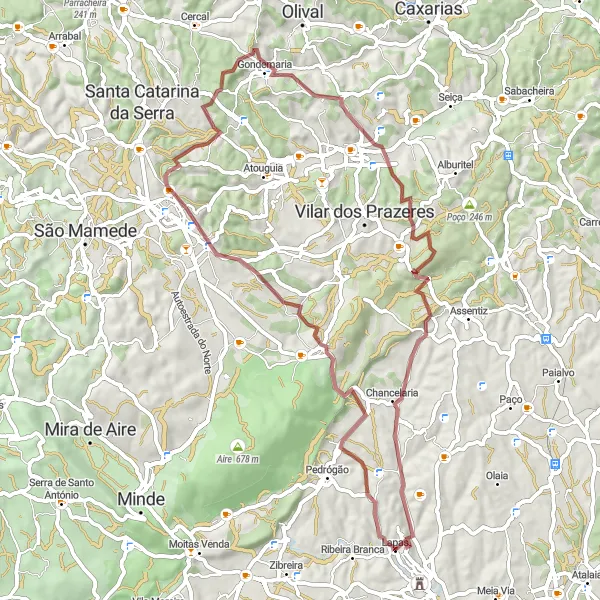 Map miniature of "Fátima Gravel Adventure" cycling inspiration in Centro (PT), Portugal. Generated by Tarmacs.app cycling route planner