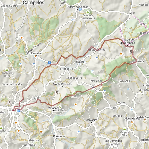 Miniatura do mapa de inspiração para ciclismo "Exploração Rural em Torres Vedras" em Centro (PT), Portugal. Gerado pelo planejador de rotas de ciclismo Tarmacs.app