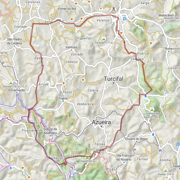 Miniatura do mapa de inspiração para ciclismo "Rota da Natureza de Torres Vedras" em Centro (PT), Portugal. Gerado pelo planejador de rotas de ciclismo Tarmacs.app