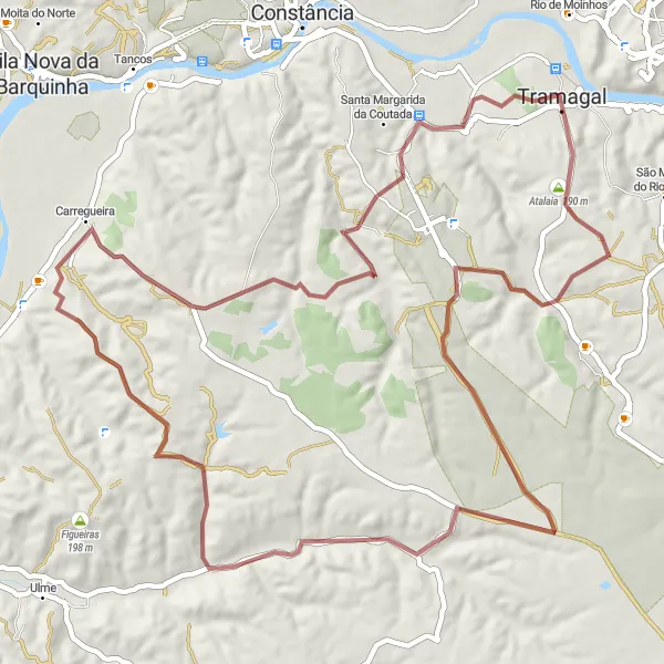 Miniatura do mapa de inspiração para ciclismo "Rota Cênica de Gravel para Atalaia" em Centro (PT), Portugal. Gerado pelo planejador de rotas de ciclismo Tarmacs.app