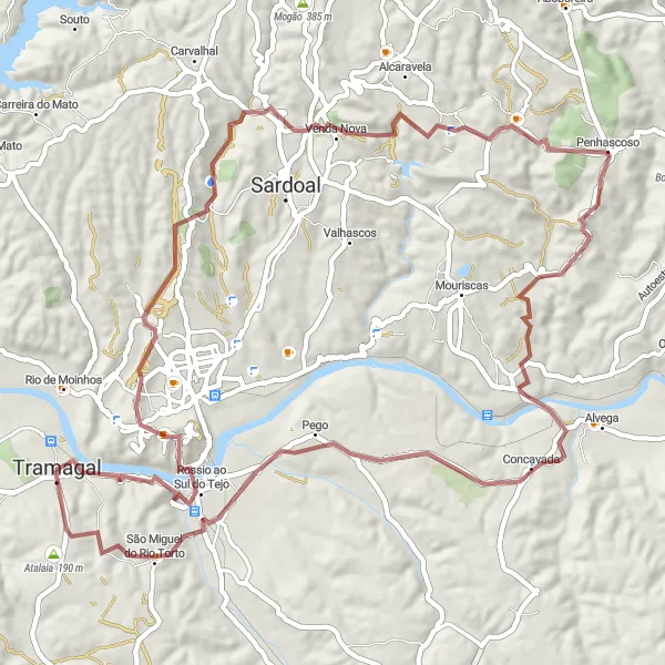 Miniatura do mapa de inspiração para ciclismo "Aventura Gravel pela Região Central" em Centro (PT), Portugal. Gerado pelo planejador de rotas de ciclismo Tarmacs.app