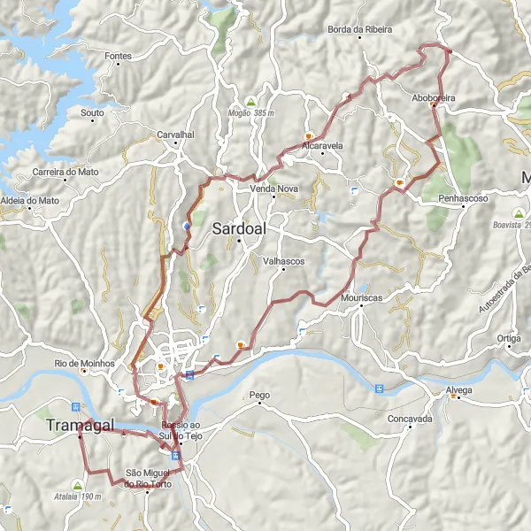 Miniatura do mapa de inspiração para ciclismo "Desafio Gravel com Exploração Cultural" em Centro (PT), Portugal. Gerado pelo planejador de rotas de ciclismo Tarmacs.app