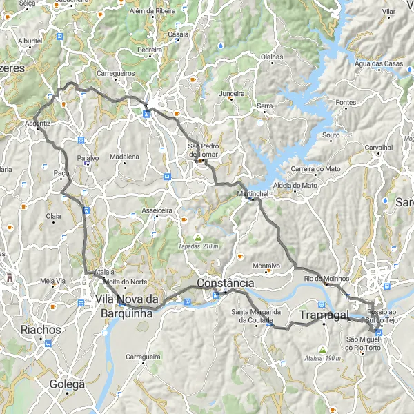 Miniatura do mapa de inspiração para ciclismo "Circuito Histórico pela Região Central" em Centro (PT), Portugal. Gerado pelo planejador de rotas de ciclismo Tarmacs.app