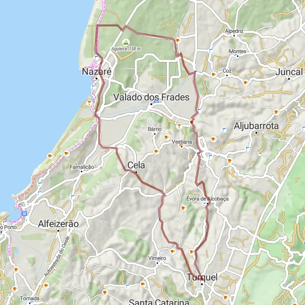 Miniatura do mapa de inspiração para ciclismo "Rota de Gravel pelos Monumentos de Alcobaça" em Centro (PT), Portugal. Gerado pelo planejador de rotas de ciclismo Tarmacs.app
