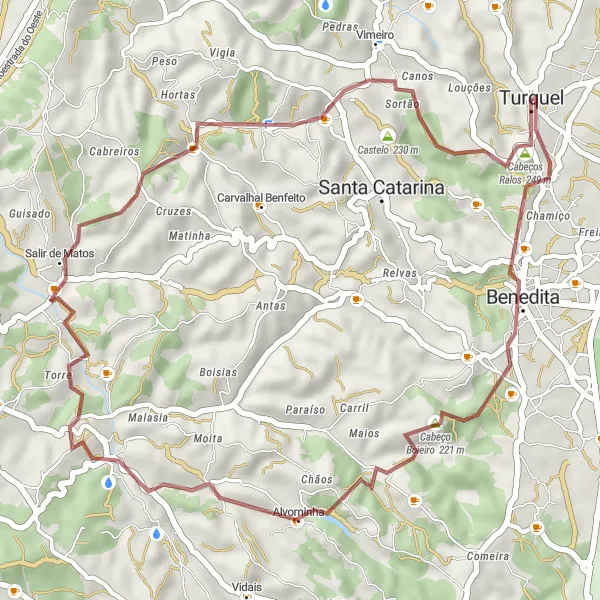 Miniatura do mapa de inspiração para ciclismo "Rota da Alvorninha e Salir de Matos" em Centro (PT), Portugal. Gerado pelo planejador de rotas de ciclismo Tarmacs.app