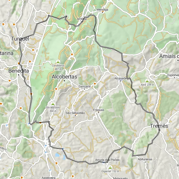 Miniatura do mapa de inspiração para ciclismo "Rota da Tremês e Engarnal" em Centro (PT), Portugal. Gerado pelo planejador de rotas de ciclismo Tarmacs.app