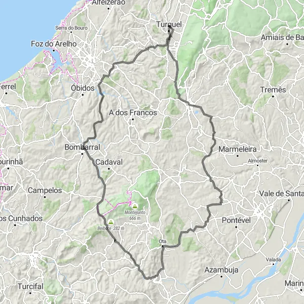 Miniatura do mapa de inspiração para ciclismo "Rota dos Cabeços Ralos" em Centro (PT), Portugal. Gerado pelo planejador de rotas de ciclismo Tarmacs.app