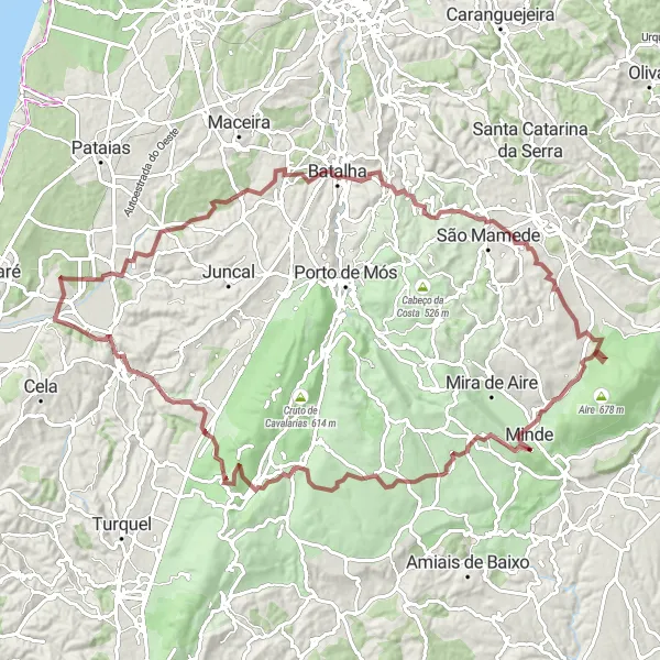 Miniatura do mapa de inspiração para ciclismo "Desafio de Alpedriz a Alcobaça" em Centro (PT), Portugal. Gerado pelo planejador de rotas de ciclismo Tarmacs.app