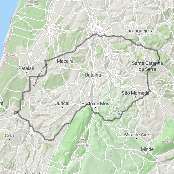Miniatura do mapa de inspiração para ciclismo "Volta pelos Miradouros e Alcobaça" em Centro (PT), Portugal. Gerado pelo planejador de rotas de ciclismo Tarmacs.app