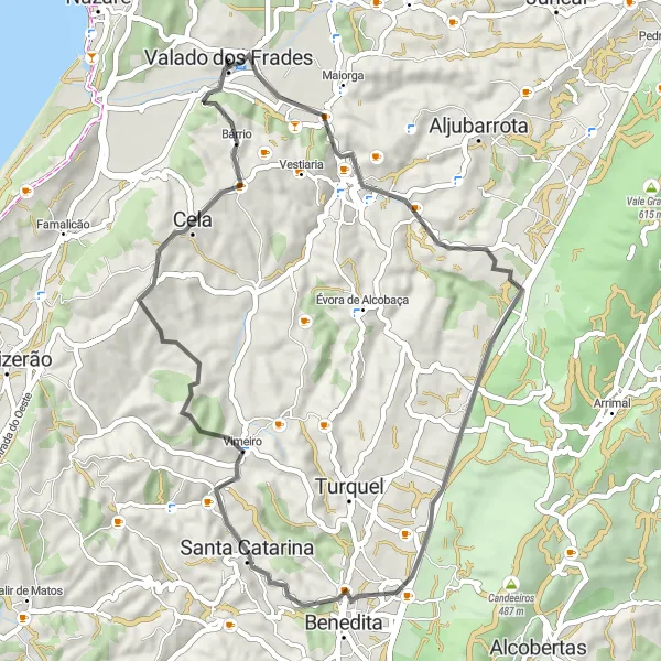 Miniatura do mapa de inspiração para ciclismo "Rota Cênica de Estrada" em Centro (PT), Portugal. Gerado pelo planejador de rotas de ciclismo Tarmacs.app