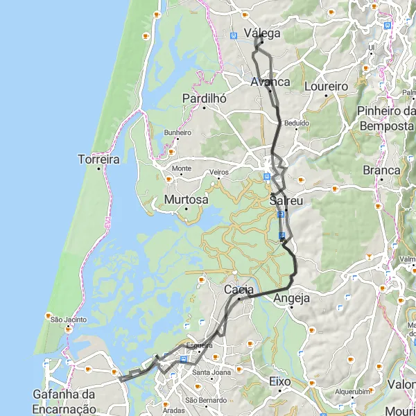 Miniatura do mapa de inspiração para ciclismo "Rota dos Pelouros e Palacetes" em Centro (PT), Portugal. Gerado pelo planejador de rotas de ciclismo Tarmacs.app