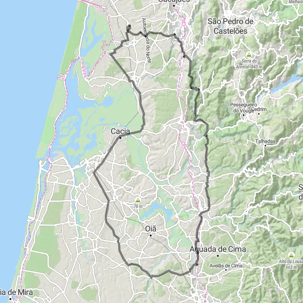 Miniatura do mapa de inspiração para ciclismo "Caminho dos Monumentos" em Centro (PT), Portugal. Gerado pelo planejador de rotas de ciclismo Tarmacs.app