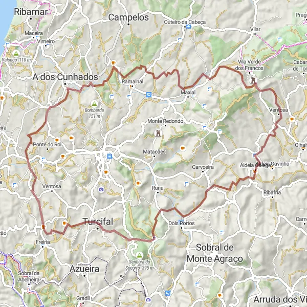 Miniatura do mapa de inspiração para ciclismo "Aventura de Gravel de 78 km com Pitorescas Paragens" em Centro (PT), Portugal. Gerado pelo planejador de rotas de ciclismo Tarmacs.app