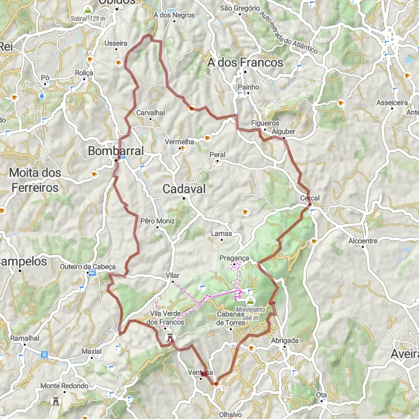 Miniatura do mapa de inspiração para ciclismo "Rota de Gravel Ventosa 2" em Centro (PT), Portugal. Gerado pelo planejador de rotas de ciclismo Tarmacs.app