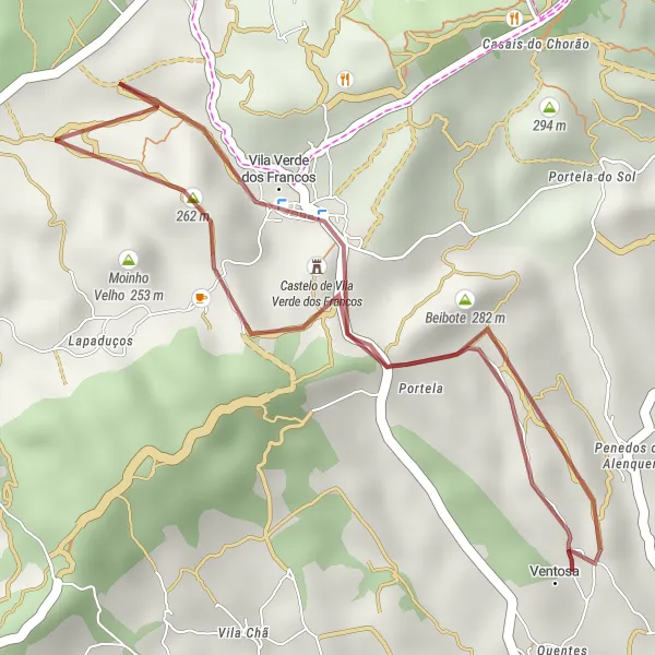 Miniatura do mapa de inspiração para ciclismo "Aventura de Ciclismo em Gravel de 17 km" em Centro (PT), Portugal. Gerado pelo planejador de rotas de ciclismo Tarmacs.app