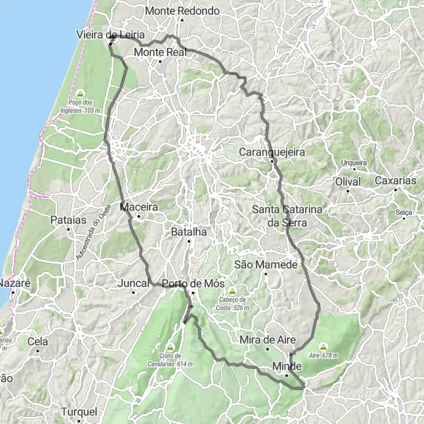 Map miniature of "Souto da Carpalhosa and Miradouro de Santa Marta Loop" cycling inspiration in Centro (PT), Portugal. Generated by Tarmacs.app cycling route planner