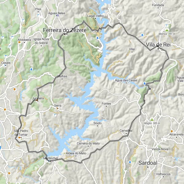 Map miniature of "Discover Santiago and its Surroundings" cycling inspiration in Centro (PT), Portugal. Generated by Tarmacs.app cycling route planner