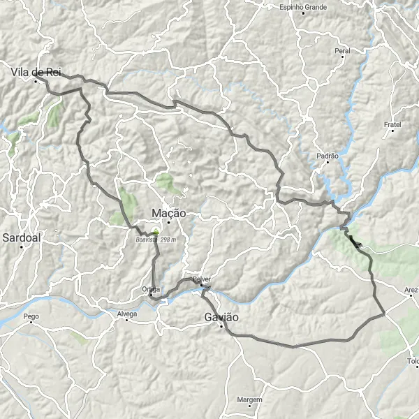 Map miniature of "Scenic Road Cycling in Vila de Rei" cycling inspiration in Centro (PT), Portugal. Generated by Tarmacs.app cycling route planner