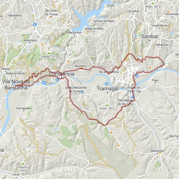 Map miniature of "The Constância Exploration" cycling inspiration in Centro (PT), Portugal. Generated by Tarmacs.app cycling route planner