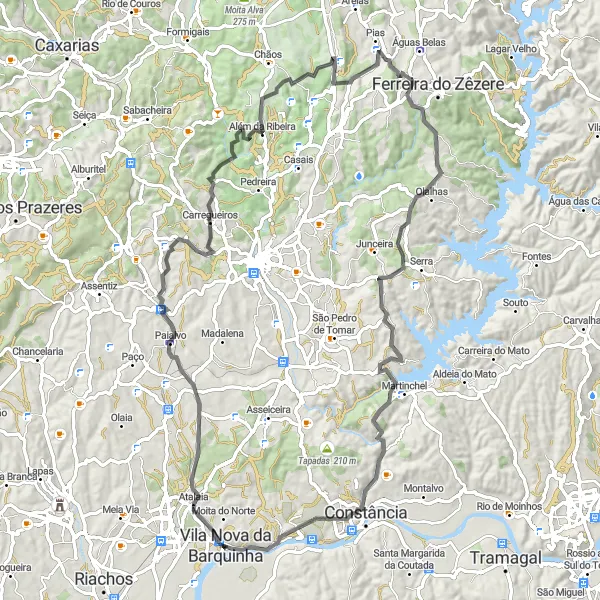 Miniatura do mapa de inspiração para ciclismo "Rota das Colinas de Constância" em Centro (PT), Portugal. Gerado pelo planejador de rotas de ciclismo Tarmacs.app