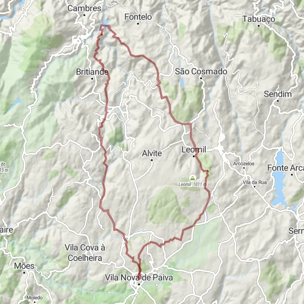 Miniatura do mapa de inspiração para ciclismo "Rota Desafiante de 85km por Gravel" em Centro (PT), Portugal. Gerado pelo planejador de rotas de ciclismo Tarmacs.app