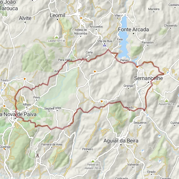 Miniatura do mapa de inspiração para ciclismo "Desafio de 69km por Gravel" em Centro (PT), Portugal. Gerado pelo planejador de rotas de ciclismo Tarmacs.app