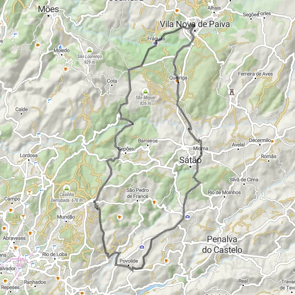 Miniatura do mapa de inspiração para ciclismo "Volta pelas Aldeias Históricas" em Centro (PT), Portugal. Gerado pelo planejador de rotas de ciclismo Tarmacs.app