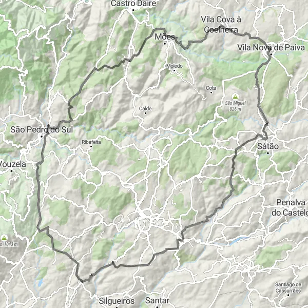 Miniatura do mapa de inspiração para ciclismo "Rota dos Sete Vilares" em Centro (PT), Portugal. Gerado pelo planejador de rotas de ciclismo Tarmacs.app