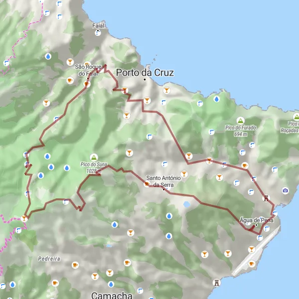 Miniatura do mapa de inspiração para ciclismo "Circuito de Ribeiro Frio" em Região Autónoma da Madeira, Portugal. Gerado pelo planejador de rotas de ciclismo Tarmacs.app