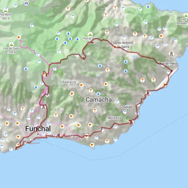 Miniatura do mapa de inspiração para ciclismo "Caminho do Toboggan Madeira" em Região Autónoma da Madeira, Portugal. Gerado pelo planejador de rotas de ciclismo Tarmacs.app
