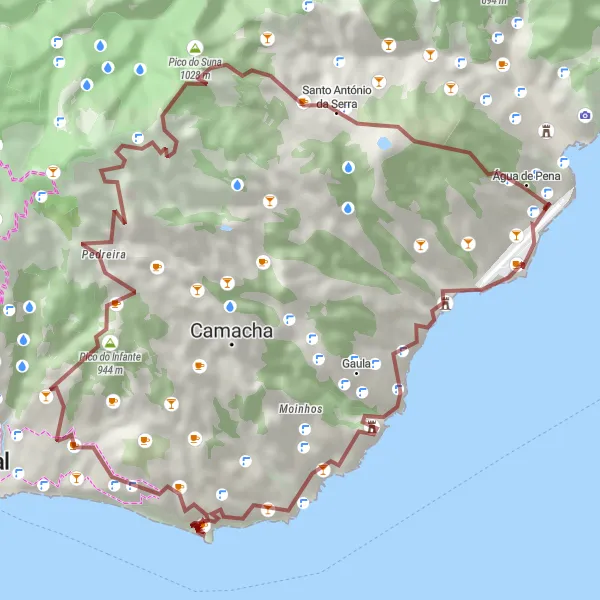 Miniatura do mapa de inspiração para ciclismo "Rota Pitoresca de Ponta do Garajau" em Região Autónoma da Madeira, Portugal. Gerado pelo planejador de rotas de ciclismo Tarmacs.app