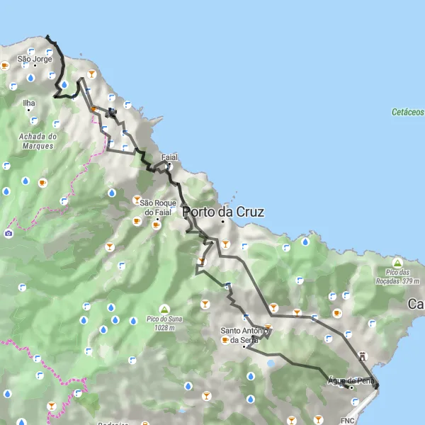 Miniatura do mapa de inspiração para ciclismo "Circuito de Porto da Cruz" em Região Autónoma da Madeira, Portugal. Gerado pelo planejador de rotas de ciclismo Tarmacs.app