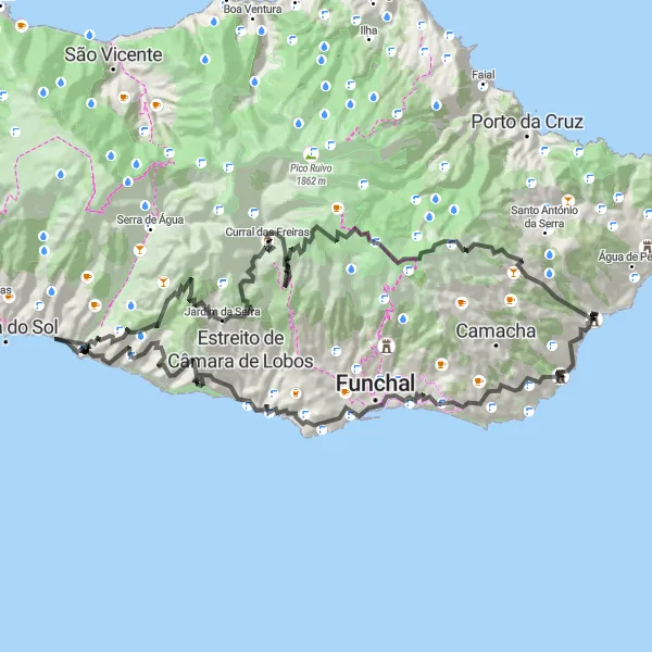 Miniatura do mapa de inspiração para ciclismo "Expedição Panorâmica por Câmara de Lobos e Boca dos Namorados" em Região Autónoma da Madeira, Portugal. Gerado pelo planejador de rotas de ciclismo Tarmacs.app