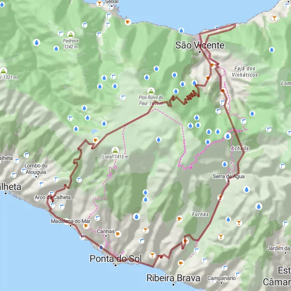Miniatura do mapa de inspiração para ciclismo "Trilho Selvagem" em Região Autónoma da Madeira, Portugal. Gerado pelo planejador de rotas de ciclismo Tarmacs.app