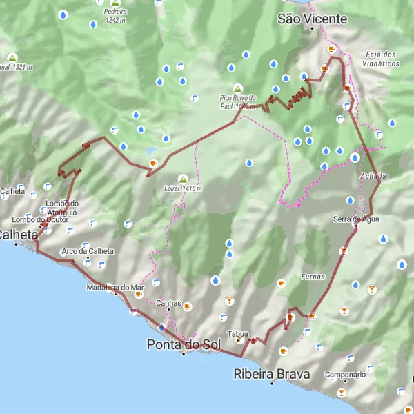 Miniatura do mapa de inspiração para ciclismo "Caminho do Vulcão" em Região Autónoma da Madeira, Portugal. Gerado pelo planejador de rotas de ciclismo Tarmacs.app