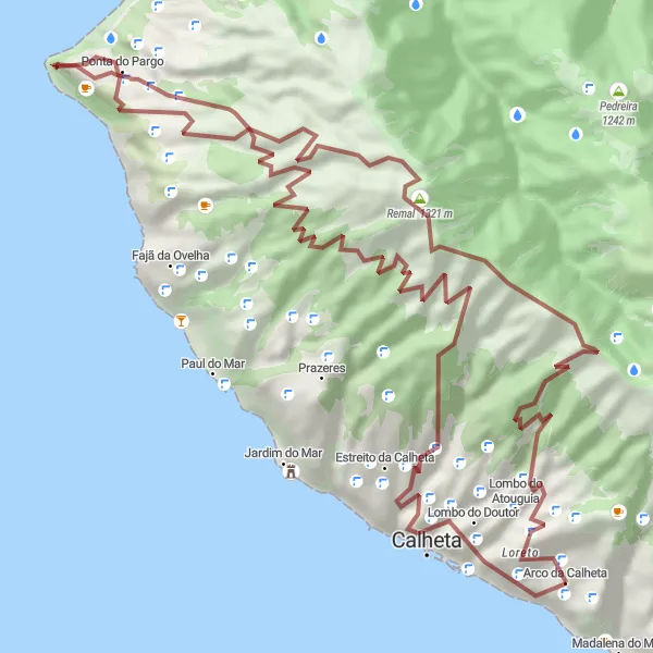 Miniatura do mapa de inspiração para ciclismo "Circuito da Costa Oeste" em Região Autónoma da Madeira, Portugal. Gerado pelo planejador de rotas de ciclismo Tarmacs.app