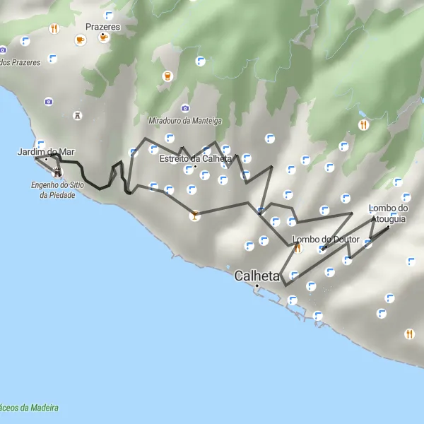 Miniatura do mapa de inspiração para ciclismo "Rota da Costa" em Região Autónoma da Madeira, Portugal. Gerado pelo planejador de rotas de ciclismo Tarmacs.app