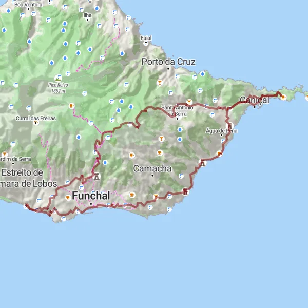 Miniatura do mapa de inspiração para ciclismo "Rota de Ciclismo de Gravel de 90km pelas Montanhas" em Região Autónoma da Madeira, Portugal. Gerado pelo planejador de rotas de ciclismo Tarmacs.app