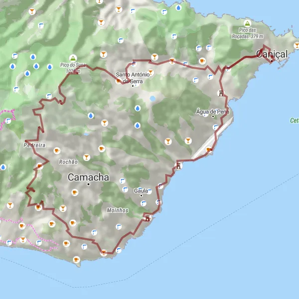 Miniatura do mapa de inspiração para ciclismo "Aventura Gravel: Pico do Facho e Santo da Serra" em Região Autónoma da Madeira, Portugal. Gerado pelo planejador de rotas de ciclismo Tarmacs.app