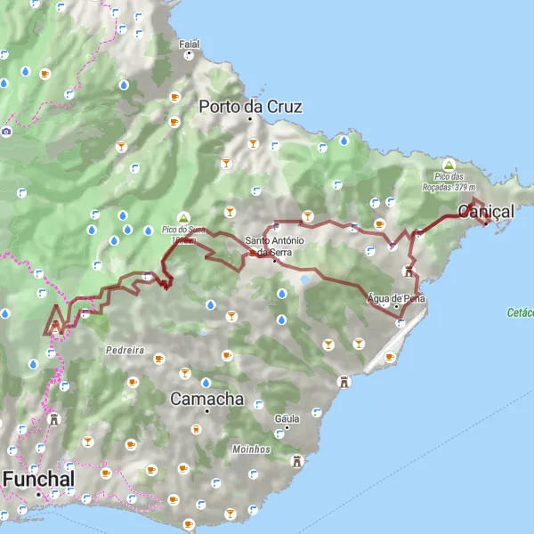 Miniatura do mapa de inspiração para ciclismo "Desafio Gravel: Santo da Serra" em Região Autónoma da Madeira, Portugal. Gerado pelo planejador de rotas de ciclismo Tarmacs.app