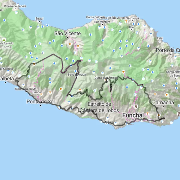 Miniatura do mapa de inspiração para ciclismo "Desafio da Montanha II" em Região Autónoma da Madeira, Portugal. Gerado pelo planejador de rotas de ciclismo Tarmacs.app
