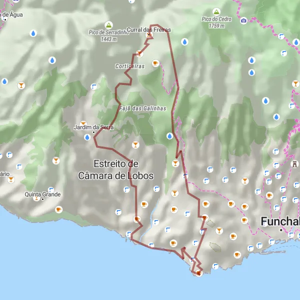 Miniatura do mapa de inspiração para ciclismo "Descoberta de São Martinho e Doca do Cavacas" em Região Autónoma da Madeira, Portugal. Gerado pelo planejador de rotas de ciclismo Tarmacs.app