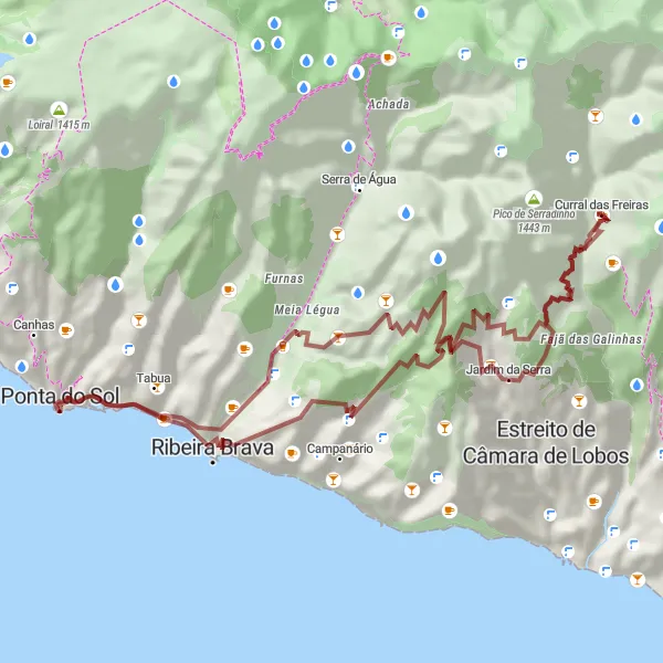 Miniatura do mapa de inspiração para ciclismo "Trilho das Casas Próximas" em Região Autónoma da Madeira, Portugal. Gerado pelo planejador de rotas de ciclismo Tarmacs.app
