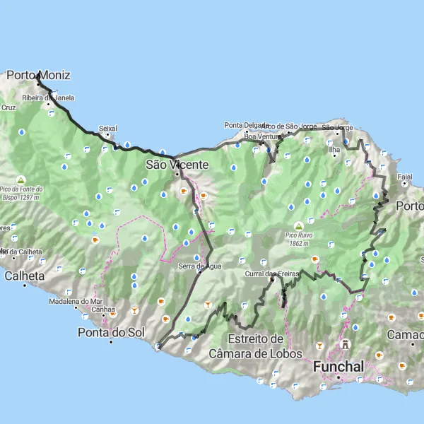 Miniatura do mapa de inspiração para ciclismo "Circuito da Costa Norte" em Região Autónoma da Madeira, Portugal. Gerado pelo planejador de rotas de ciclismo Tarmacs.app