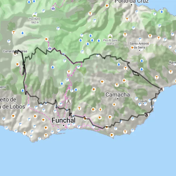 Miniatura do mapa de inspiração para ciclismo "Caminho das Neves" em Região Autónoma da Madeira, Portugal. Gerado pelo planejador de rotas de ciclismo Tarmacs.app
