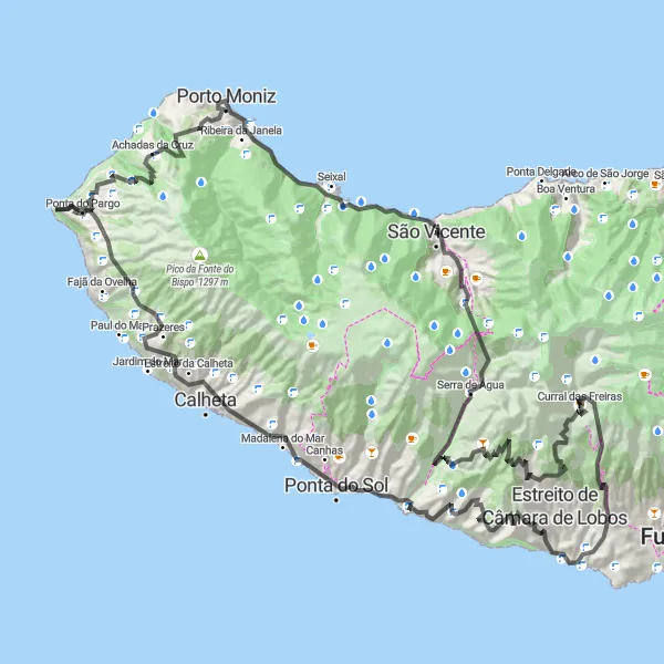 Miniatura do mapa de inspiração para ciclismo "Rota Costeira Road" em Região Autónoma da Madeira, Portugal. Gerado pelo planejador de rotas de ciclismo Tarmacs.app