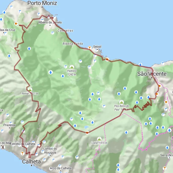 Miniatura do mapa de inspiração para ciclismo "Desafio Mountain Bike em São Vicente" em Região Autónoma da Madeira, Portugal. Gerado pelo planejador de rotas de ciclismo Tarmacs.app